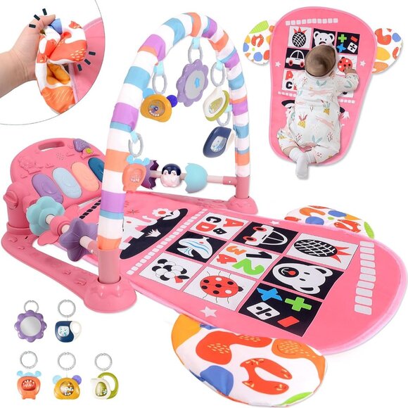 NEW! Baby Play Gym for 0-6 Months, High Contrast Tummy Time Mat - Picture 1 of 5
